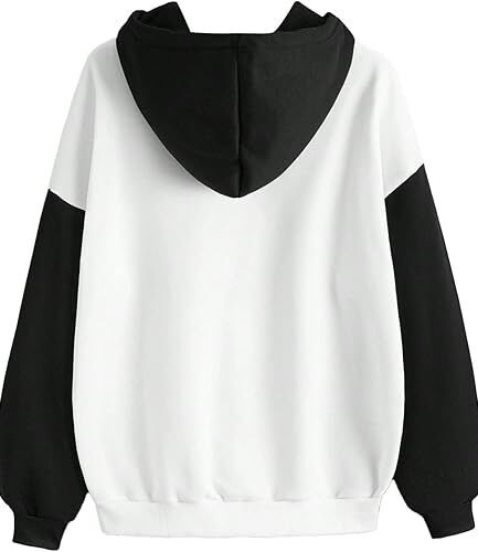 Cute Color Block Hoodie Casual Long sleeve Pullover Sweatshirt